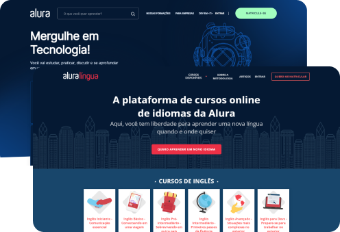 Telas mostrando a plataforma da Alura+